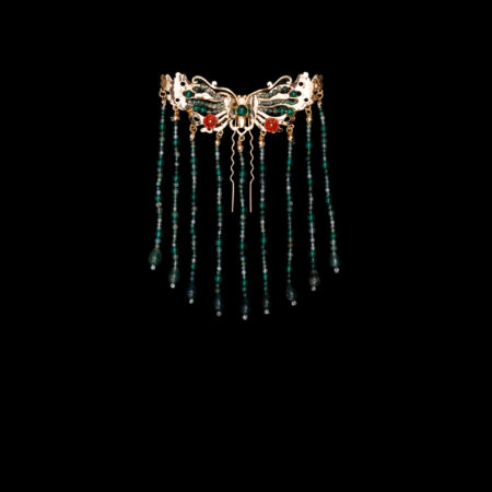 Butterfly Dream Middle Hairpin - Gold, Green