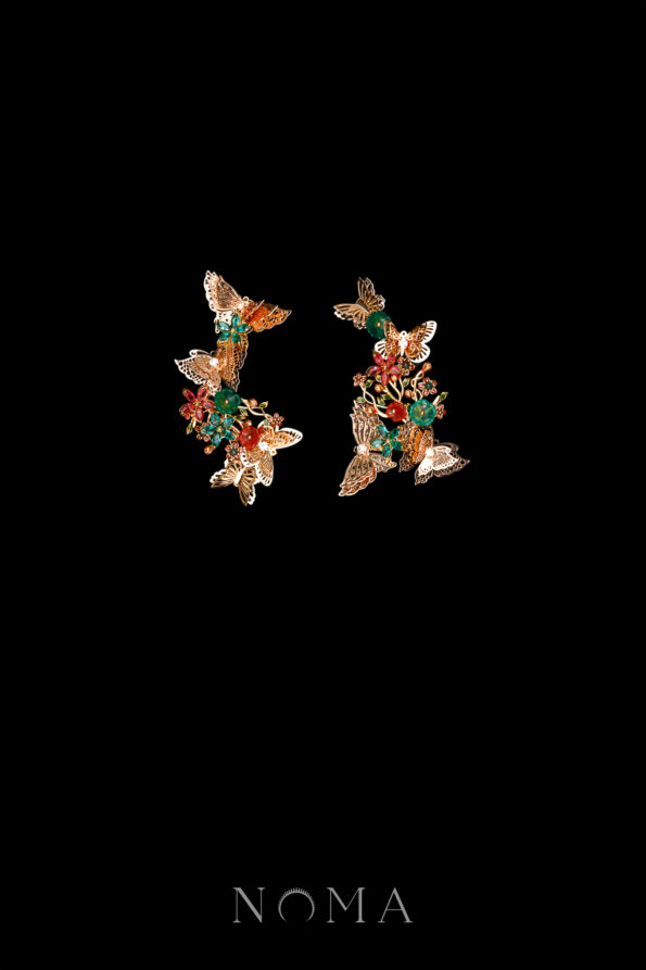 CHN-202400214-Butterflies-on-Floral-Branch-Side-Hairvine-Set-Gold-Green-2-pcs