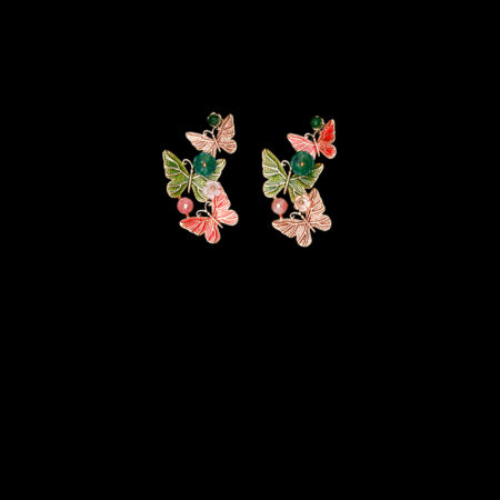 Triple Butterflies Dream Hairvine Set - Gold, Green (2 pcs)