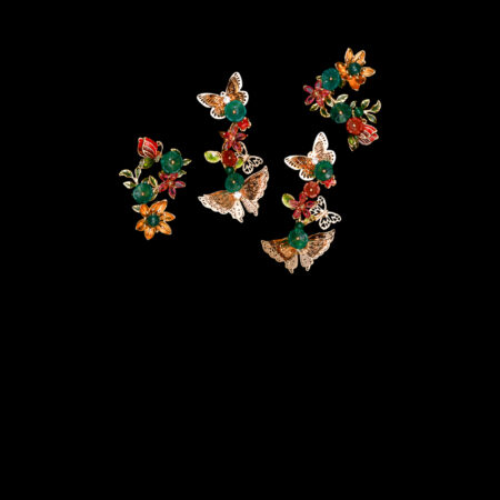 Tiny Butterflies Dream Hairvine Set - Gold, Green (4 pcs)