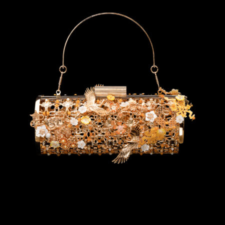 Crane Rabbit Window Scenery Clutch - Gold