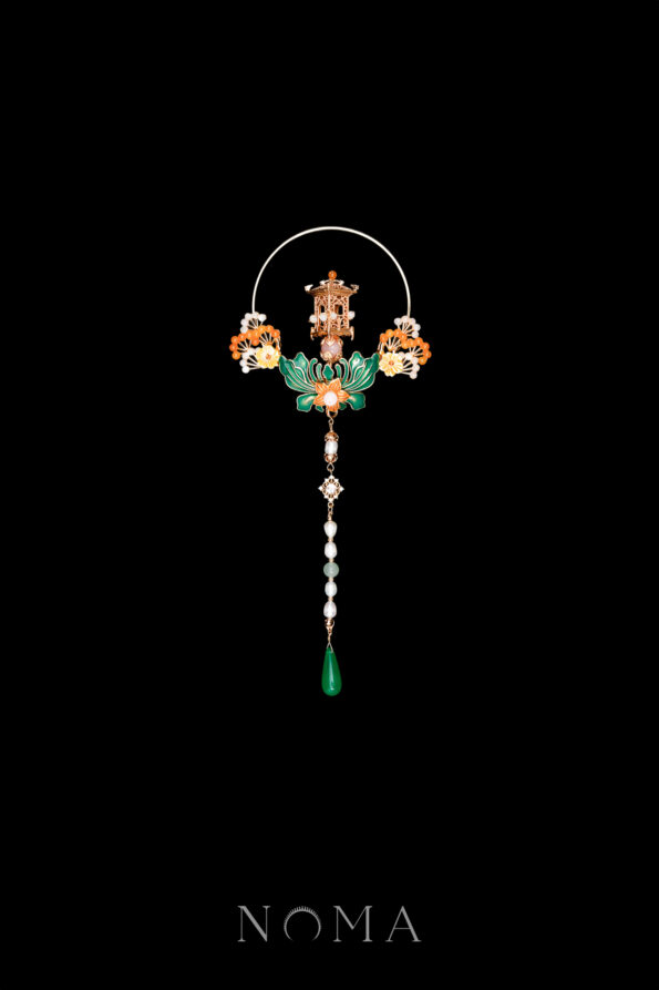 CHN-202400237-Colorful-Pagoda-on-Lotus-Knob-Hairpin-Gold