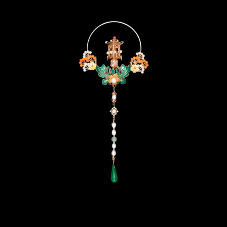 Pagoda on Lotus Knob Hairpin - Gold