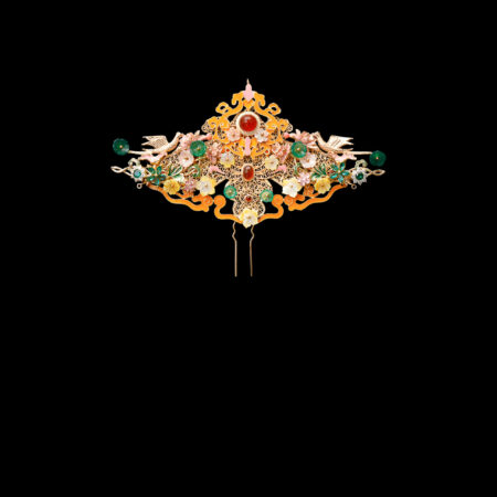 Colorful Fiery Crane Lotus Top - Gold