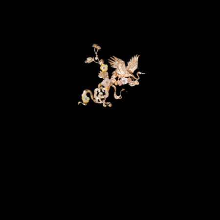 Crane Heaven Cloud Side Hairvine/Brooch - Gold, Pink (Left)