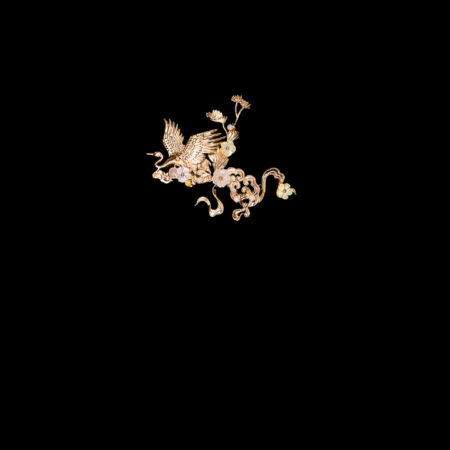 Crane Heaven Cloud Side Hairvine/Brooch - Gold, Pink (Right)