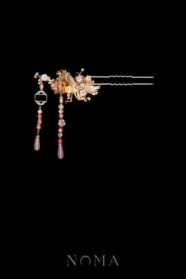 CHN-202400260-Crane-Heaven-Cloud-Hairpin-Gold-Pink-Right