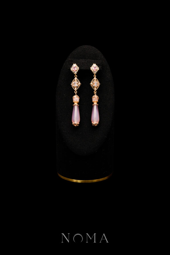 CHN-202400279-Oval-T-Crystal-Ball-Pear-Jade-Earrings-Gold-Pink-Jade