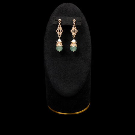 Curvature Deco Round Jade Earrings - Gold, Light Jade