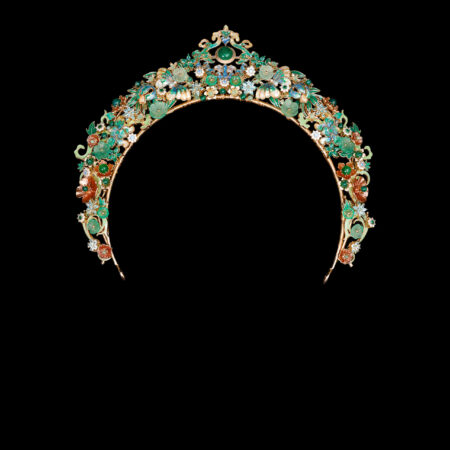 Colorful Mosaic Flying Butterfly Crown - Gold, Turquoise