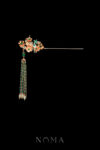 Oriental Flower Arrangement Hairpin - Gold, Green