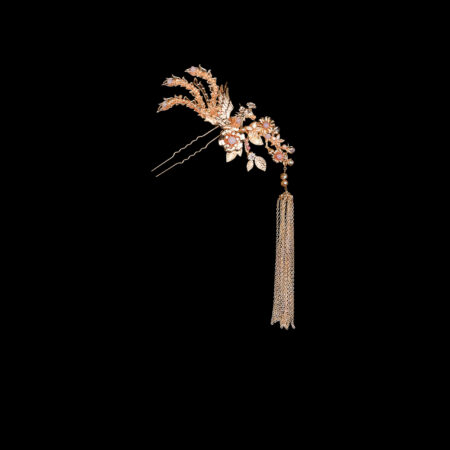 Heritage Phoenix Petals Hairpin - Gold (Left)