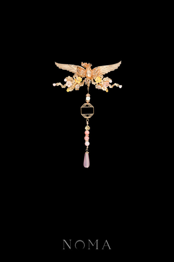 CHN-202500045-Winged-Phoenix-Cloud-Floral-BroochHairvine-Gold-Pink