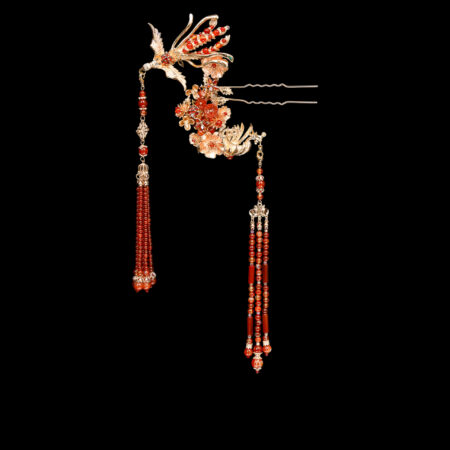 Phoenix Master Twin Hairpin - Gold, Ruby (Right)