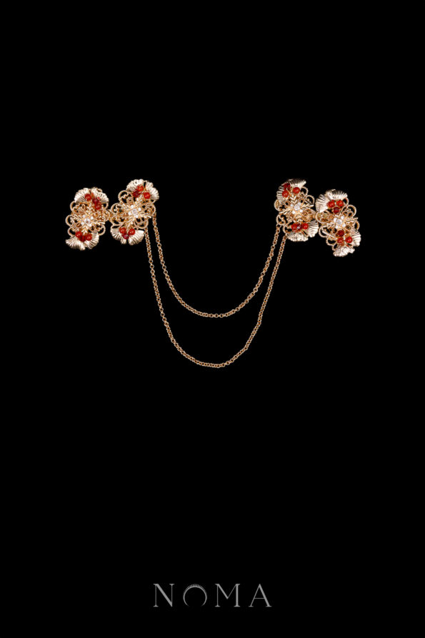 CHN-202500057-Decorated-Gingko-Chain-Brooch-Gold-Red