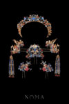Colorful Phoenix Crane Ornament Full Set - Gold, Sapphire (6 pcs)