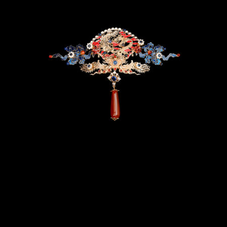 Colorful Dragon Inspiration Brooch - Gold, Sapphire