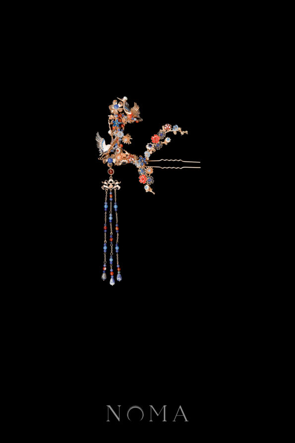 CHN-202500085-Colorful-Crane-Branch-Inspiration-Hairpin-Gold-Sapphire-Right