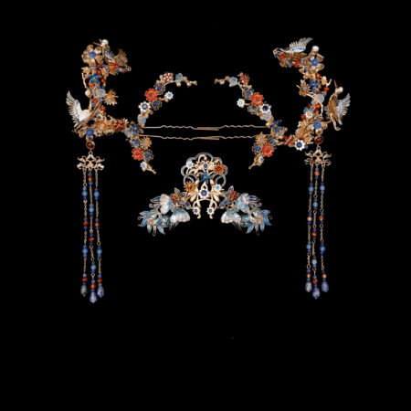 Colorful Mosaic Butterfly Crane Inspiration Small Simple Set - Gold, Sapphire (3 pcs)