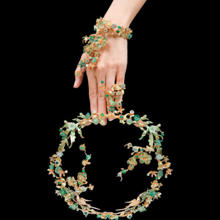 Colorful Koi Crane Breeze Handpiece - Gold, Green