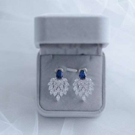 Virgo Earrings - Rhodium White Gold, Sapphire