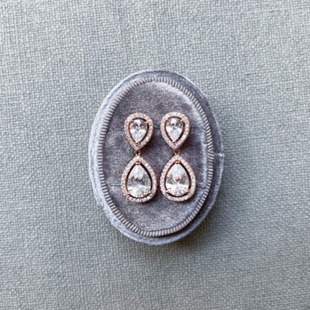 DIY Pear Top Pear Bottom Earrings Set - 18k Rose Gold, White Diamond (4 pcs)