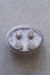 DIY Round Top Round Bottom Earrings Set - Rhodium White Gold, White Diamond (6 pcs)