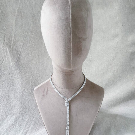 Tie Necklace - Rhodium White Gold
