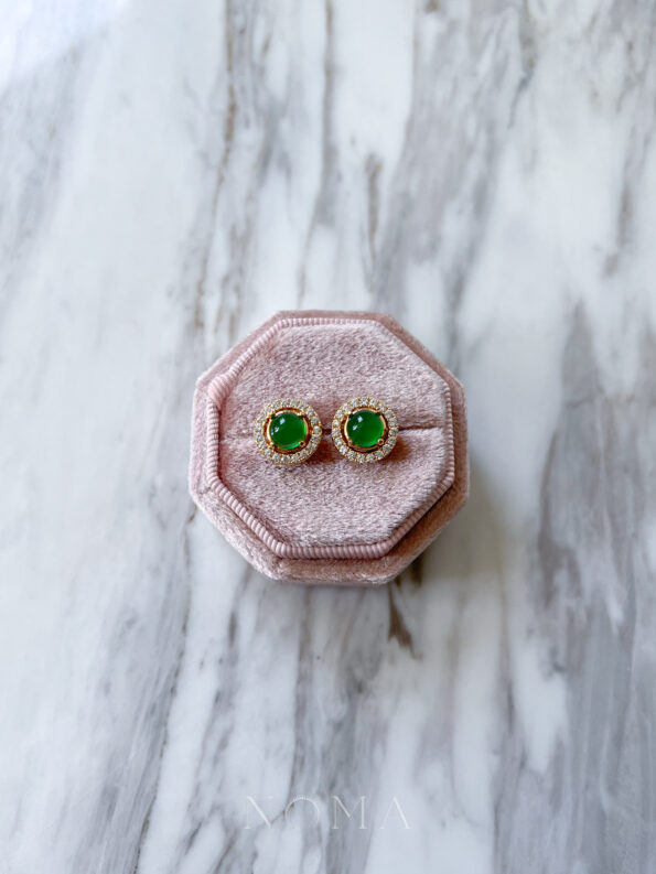 DJW-202100121-Round-15-ct-Halo-Detachable-Earrings-Set-18k-Yellow-Gold-Jade-4-pcs-1