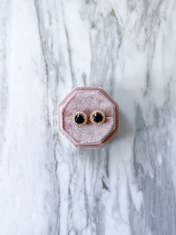 DJW-202200049-Round-15-ct-Halo-Detachable-Earrings-Set-18k-Yellow-Gold-Sapphire-4-pcs-1