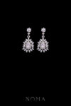 Vintage Marquise Cushion Drop Earrings - Rhodium White Gold, White Diamond