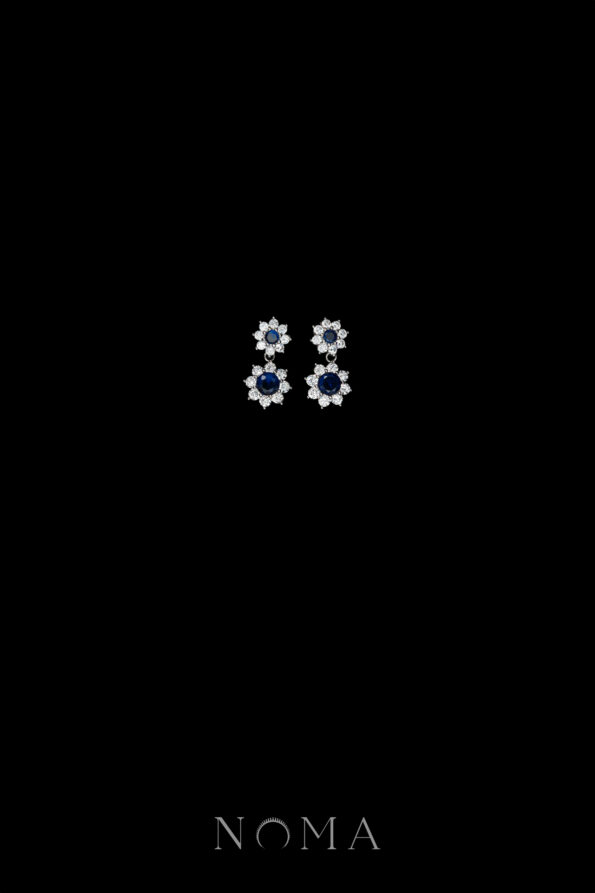 DJW-202400078-Round-Paved-Double-Dot-Earrings-Rhodium-White-Gold-Sapphire