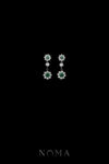 Round Paved Double Dot Round Earrings - Rhodium White Gold, Emerald