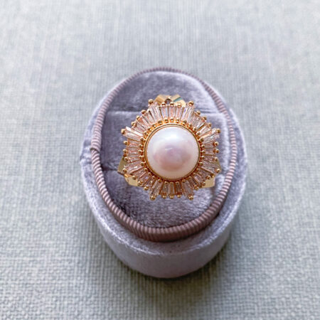Pearl Shine Scarf Ring - 18k Yellow Gold, White Pearl