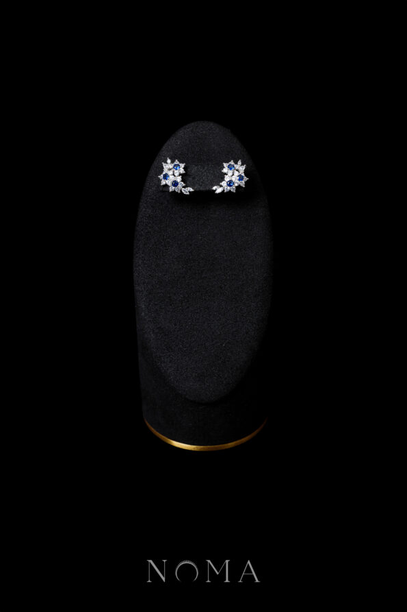 DJW-202500002-Triple-Round-Paved-Sapphire-Earrings-Rhodium-White-Gold-Sapphire