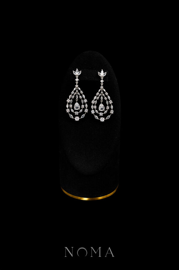 DJW-202500003-Dangling-Pear-Double-Frame-Earrings-Rhodium-White-Gold
