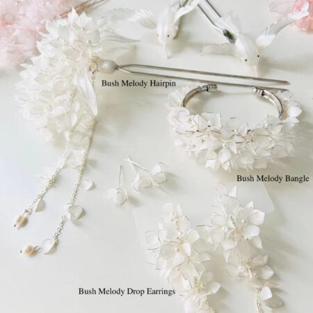 LR Bird Melody Hairpin Set - White Silver, White (2 pcs)