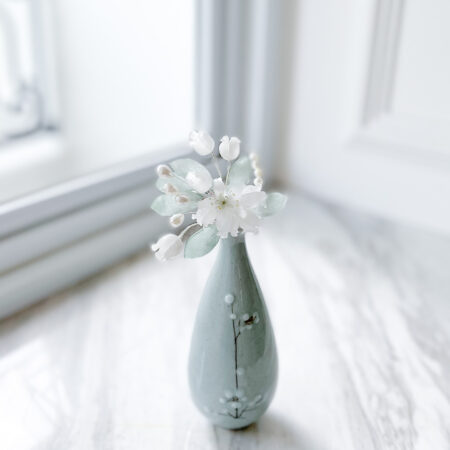 HS White Tulip Hairpin - White Silver, White