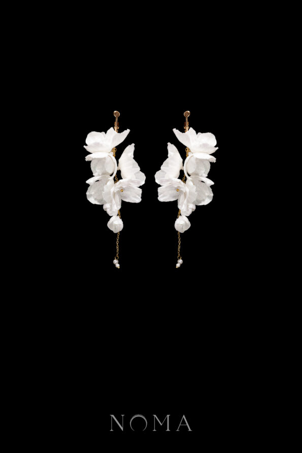 FLR-202300008-SS-Blooming-Glittery-Earrings-Gold-White-Clip