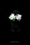 CC Art Jasmine Bouquet Earrings - Gold, White