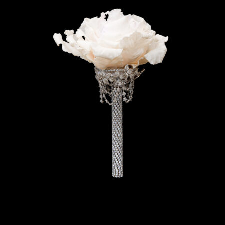 CC Peony Bloom Paved Twigs Bouquet - White Gold, White