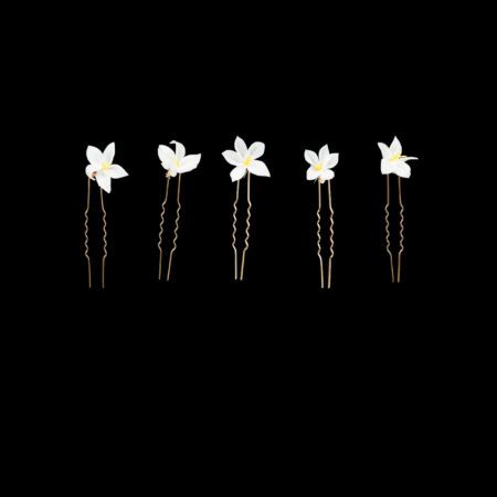 CC Mini Florals Hairpin Set - Gold, White (5 pcs)