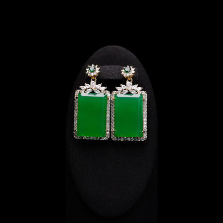 Superior Bar Jade Rectangle Earrings - 18k Yellow Gold, Jade
