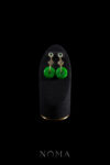 Round Paved Happiness Carved Donut Jade Earrings - 18k Yellow Gold, Jade