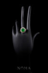 Superior Round Jade Halo Shine Ring - 18k Yellow Gold, Jade
