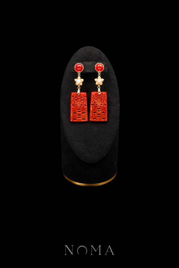 JJW-202400038-Carved-Jade-Happiness-Floral-Earrings-18k-Yellow-Gold-Red-Jade