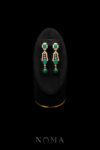 Oval Top Bottom Jade Earrings - 18k Yellow Gold, Jade