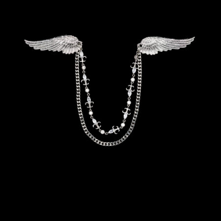 Wings M Chain Pin - Rhodium White Gold
