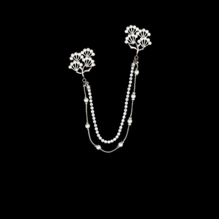 Double Willow Chain Pin - Rhodium White Gold