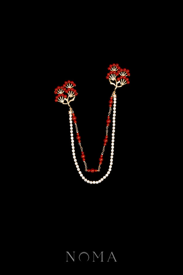 MEN-202400079-Double-Willow-Chain-Pin-18k-Yellow-Gold-Red